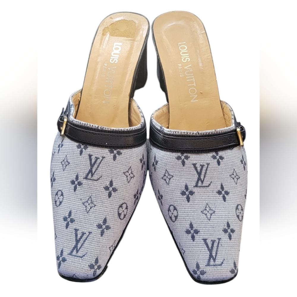 LOUIS VUITTON Monogram MULES- Blue - Size 40 US 10